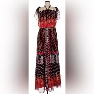 Temperley London Vibrant Maxi Skirt - Black, Pink, Orange